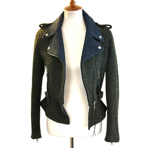 Rare Diesel Black Gold Peplum Moto Jacket – Wool Alpaca Blend, XS - Picture 3 of 9